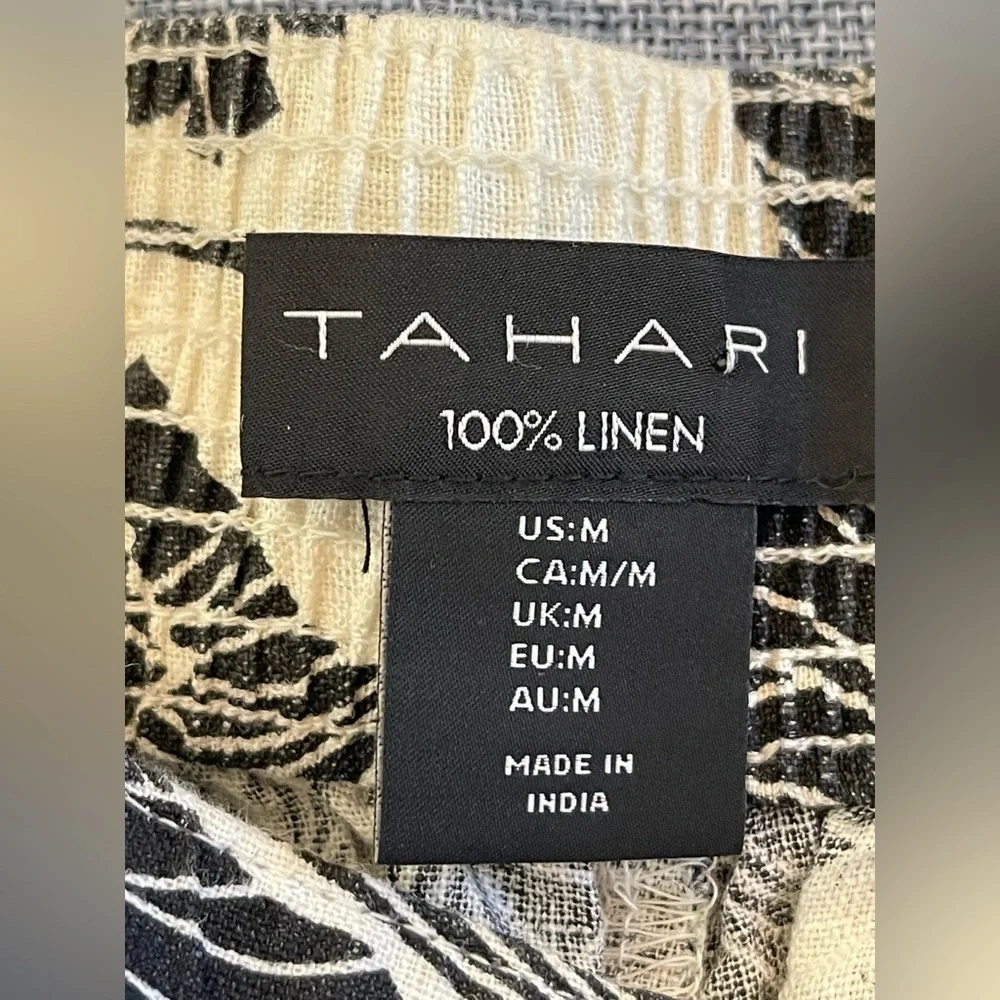 Tahari 100% Linen Tropical Print Pants – Chic & Effortless Style Size Med - Picture 6 of 7